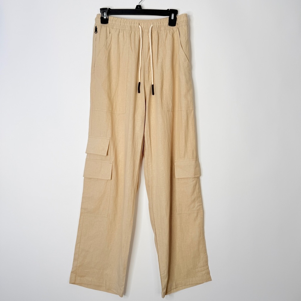 OAS Beige Cargo Linen Pants Size S #0060